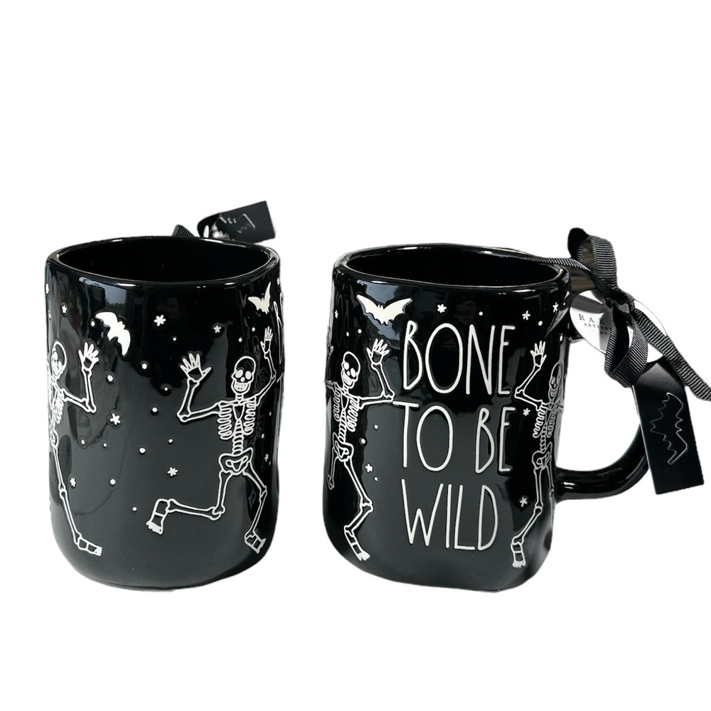NEW Rae Dunn BONE TO BE WILD Double Sided Halloween Mug